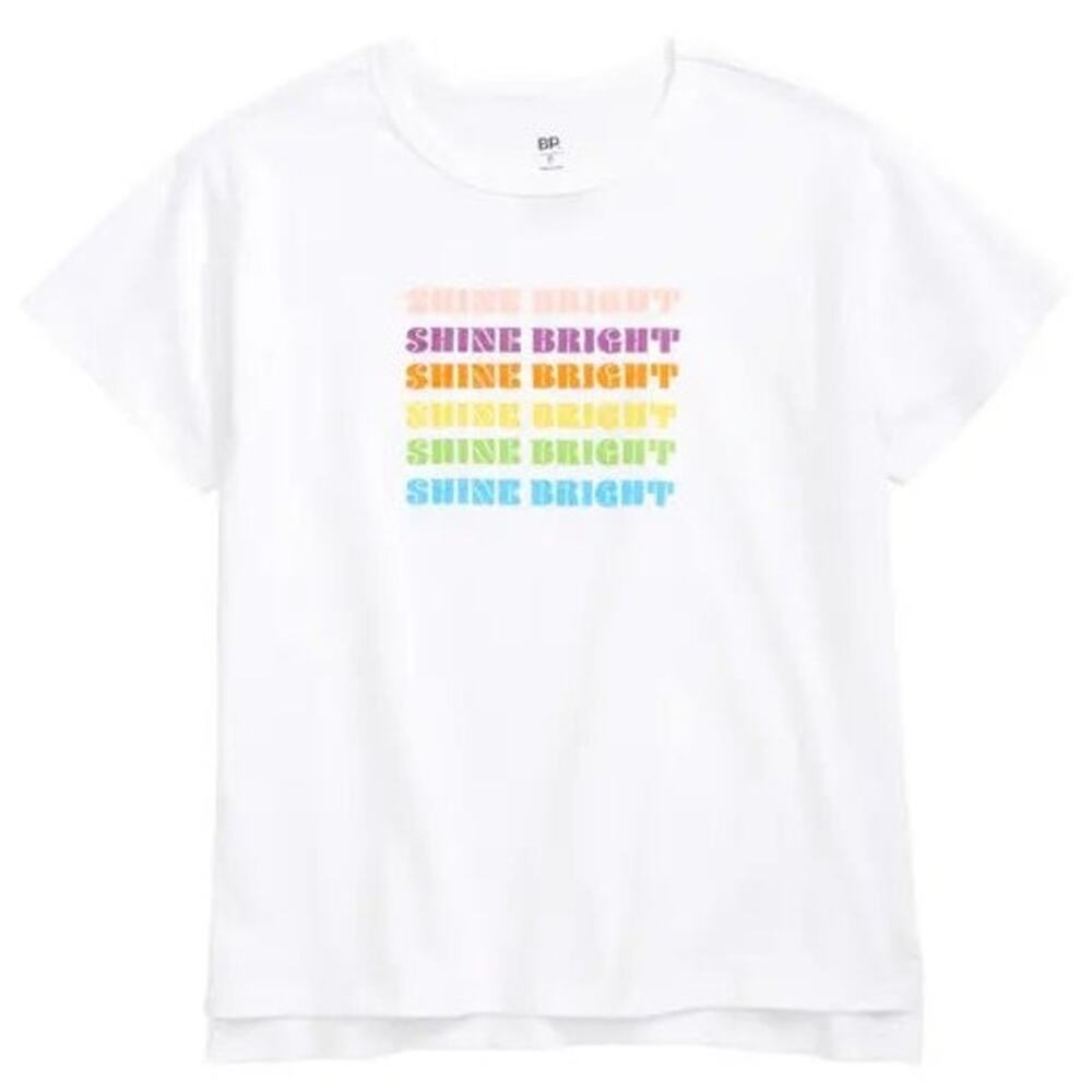 bp Kids' Pride Graphic Tee In White Shine Bright Multi Stack 3 NEW